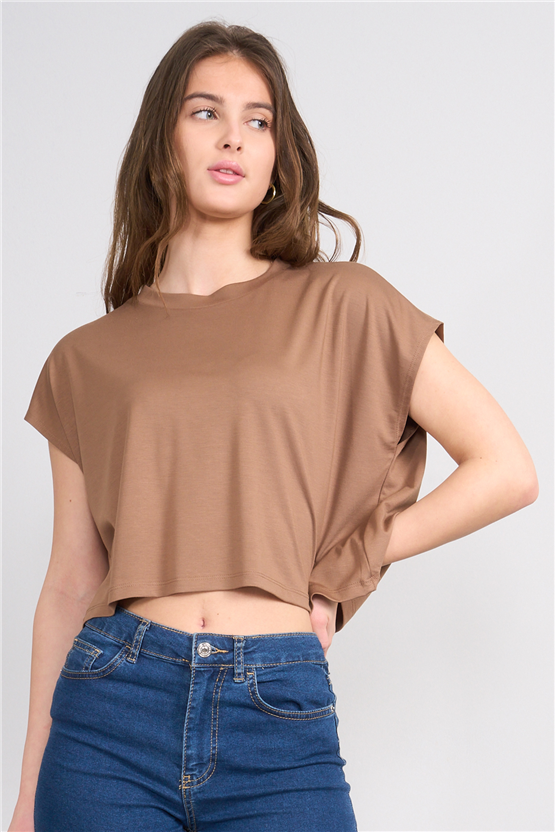 Lefon Y26 220644 Vizon Kadın Beli Drapeli Korsajlı Pantolon Takım