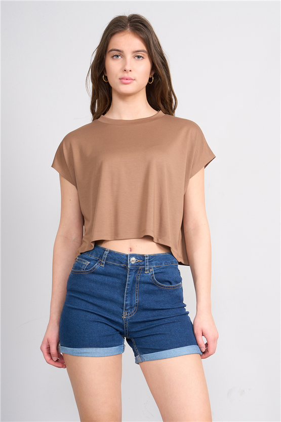 Lefon Y26 220644 Vizon Kadın Beli Drapeli Korsajlı Pantolon Takım