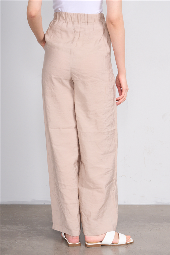 Lefon Y26 31622 Taş Kadın Beli Lastikli Pantolon