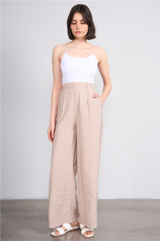 Lefon Y26 31622 Taş Kadın Beli Lastikli Pantolon