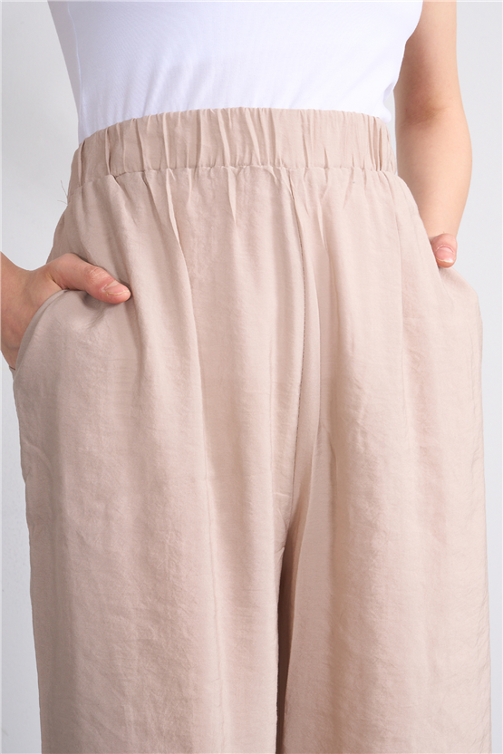 Lefon Y26 31622 Taş Kadın Beli Lastikli Pantolon