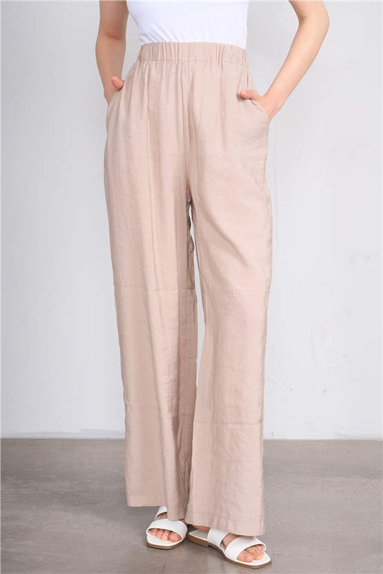 Lefon Y26 31622 Taş Kadın Beli Lastikli Pantolon