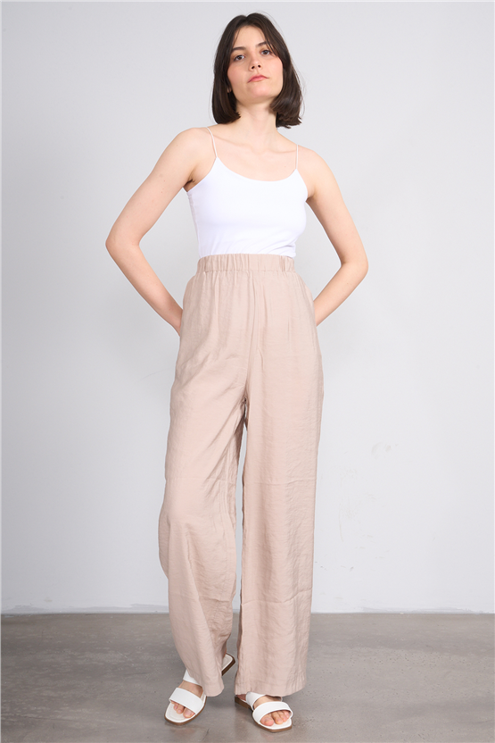 Lefon Y26 31622 Taş Kadın Beli Lastikli Pantolon