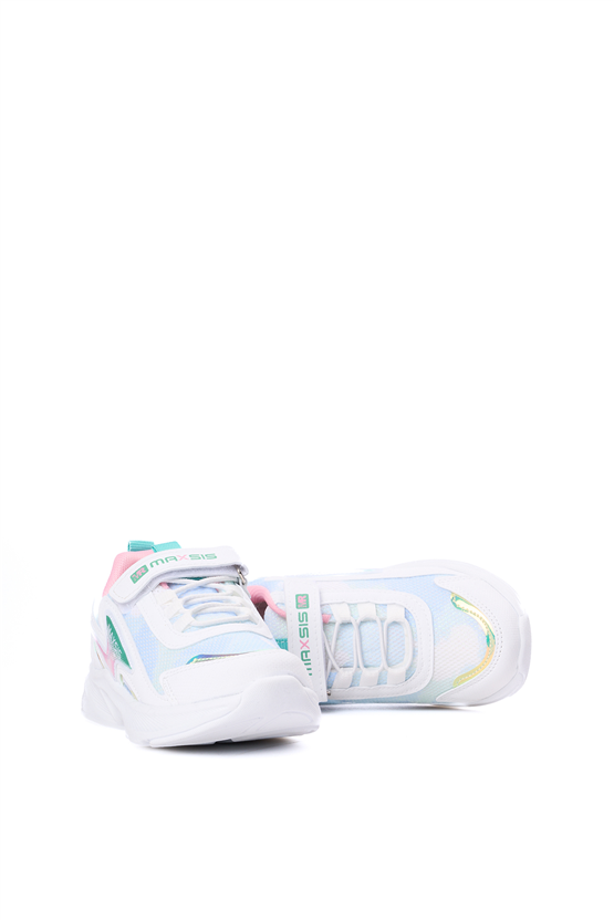Leoder Y26 Maxsıs 513 Beyaz-Pembe-Turkuaz Fılet Kız Cocuk Spor Ayakkabı