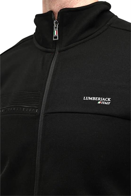 Lumberjack A10202411108010 5W Ml Renato 18Itl1013 5Pr Sıyah Erkek Tam Fermuarlı Dık Yaka Sweatshırt