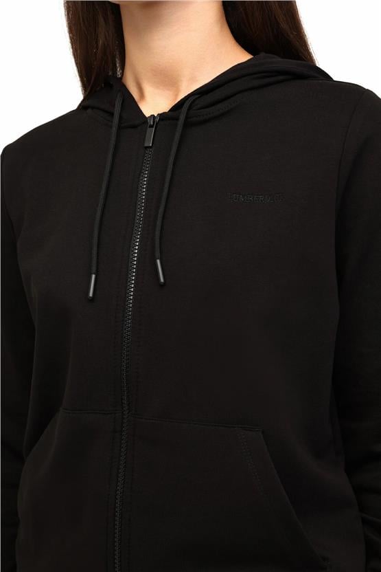 Lumberjack A10202467508010 5W Wb Sn77 5Pr Sıyah Kadın Tam Fermuarlı Kapusonlu Sweatshırt