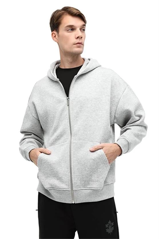 Lumberjack A10202635108010 5W Mb Ros 18Hs112 5Pr A Grı Mel Erkek Tam Fermuarlı Kapusonlu Sweatshırt