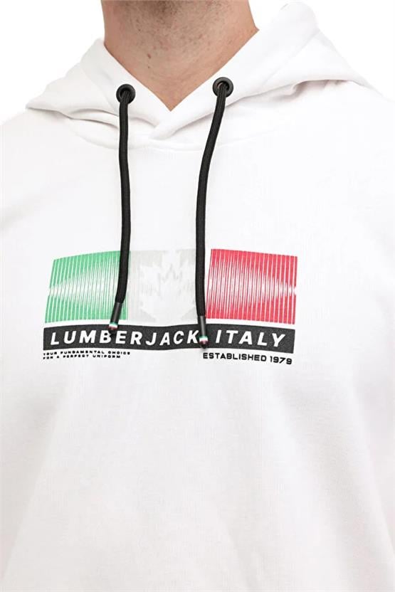 Lumberjack A10203254608010 5W Ml Magro 17Itl706 5Pr Ekru Erkek Kapusonlu Sweatshırt