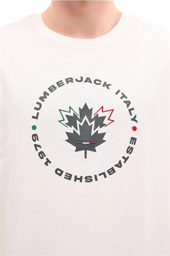 Lumberjack A10205486308010 6M Ml Renato 11Itl 1030 6Fx Beyaz Erkek Kısa Kollu T-Shırt