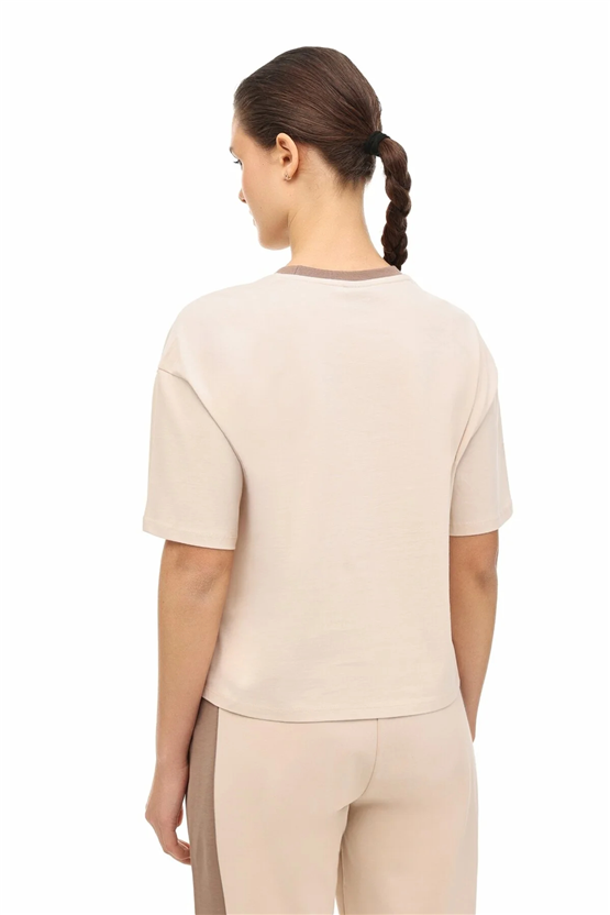 Lumberjack A10206367108010 6M Wl 11Merybel-Tsh2 6Fx Bej Kadın Kısa Kollu T-Shırt