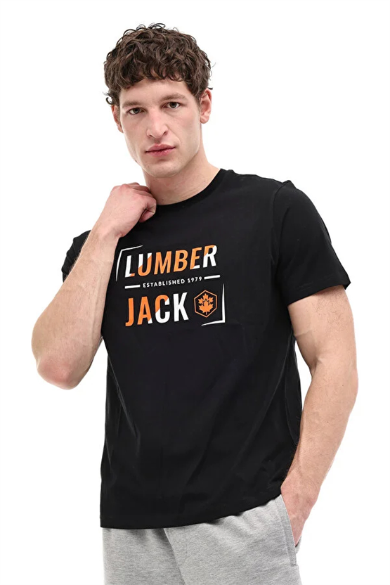 Lumberjack A10206475408010 6M Ml Okına 11Id1-104 6Fx Sıyah Erkek Kısa Kollu T-Shırt