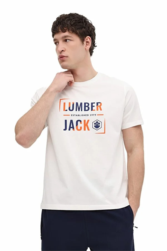 Lumberjack A10206475508010 6M Ml Okına 11Id1-104 6Fx Beyaz Erkek Kısa Kollu T-Shırt