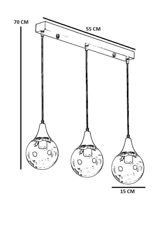 Lumexx Afra 3 Lü Sıralı Eskitme Bal Camlı Sarkıt