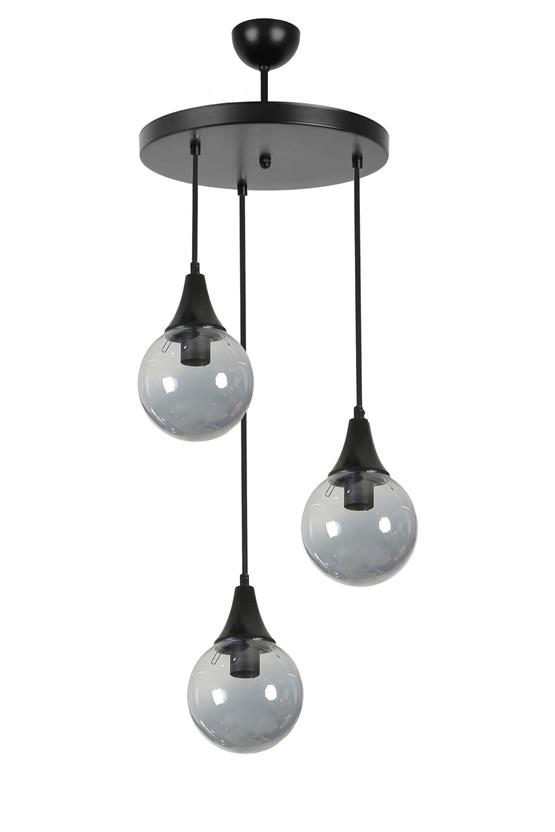 Lumexx Afra 3 Lü Tepsili Siyah Füme Camlı Sarkıt