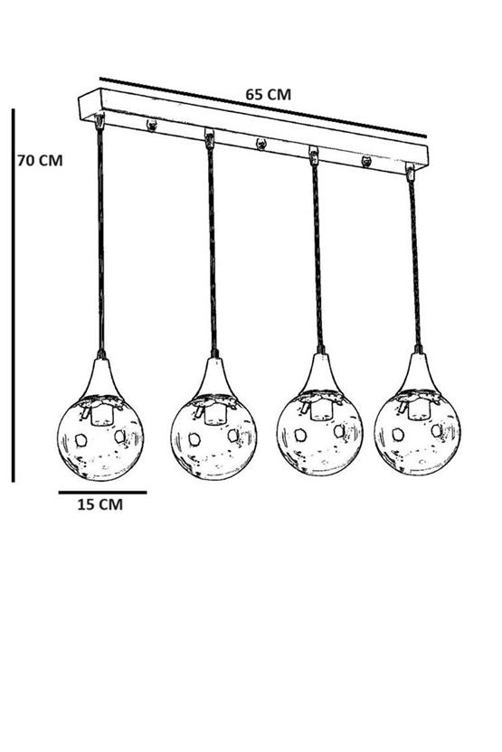 Lumexx Afra 4 Lü Sıralı Eskitme Bal Camlı Sarkıt