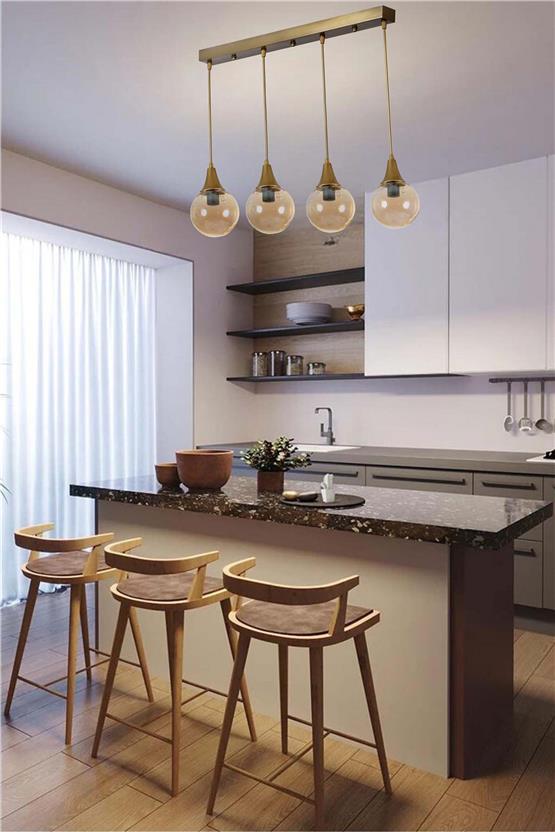 Lumexx Afra 4 Lü Sıralı Eskitme Bal Camlı Sarkıt