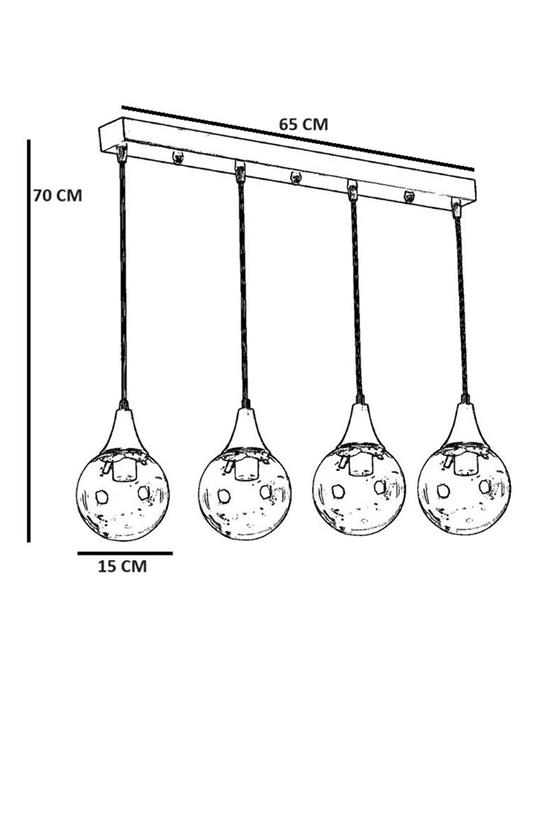 Lumexx Afra 4 Lü Sıralı Eskitme Beyaz Camlı Sarkıt