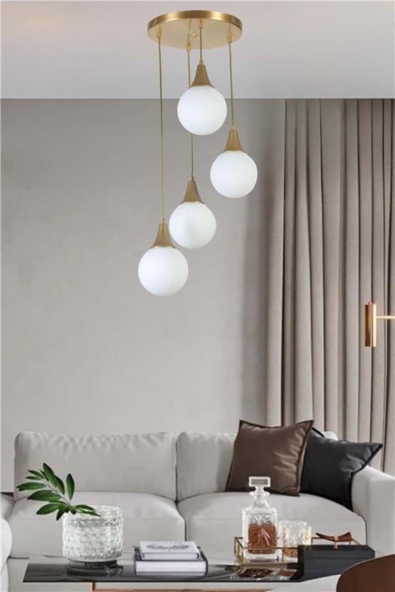 Lumexx Afra 4 Lü Tepsili Eskitme Beyaz Camlı Sarkıt