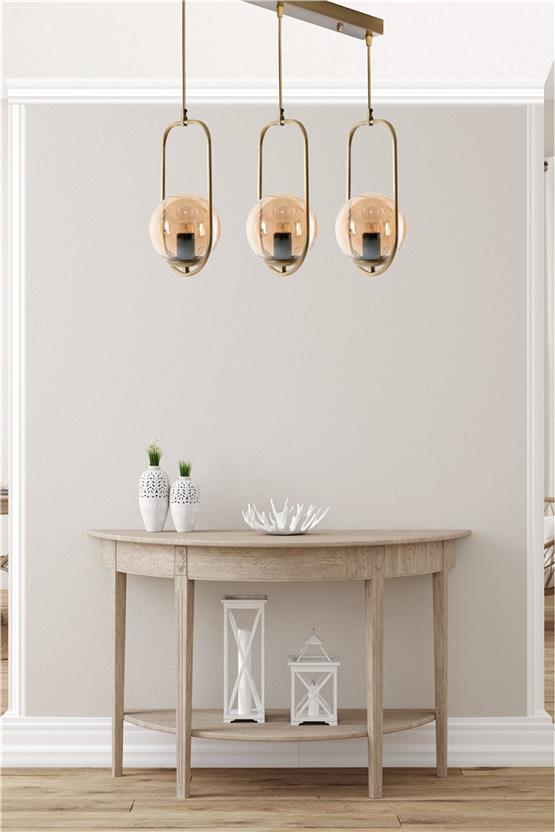 Lumexx  Ahu 3 Lü Sıralı Bal Camlı Eskitme Sarkıt