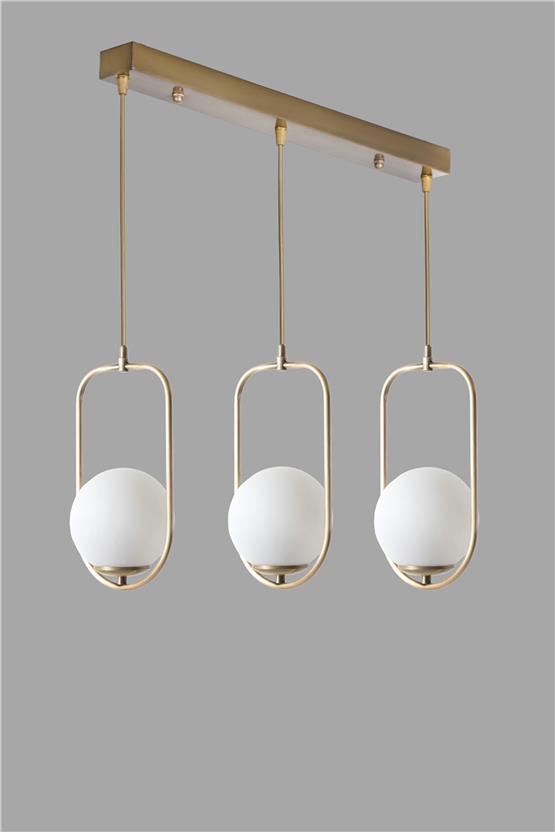Lumexx  Ahu 3 Lü Sıralı Beyaz Camlı Eskitme Sarkıt