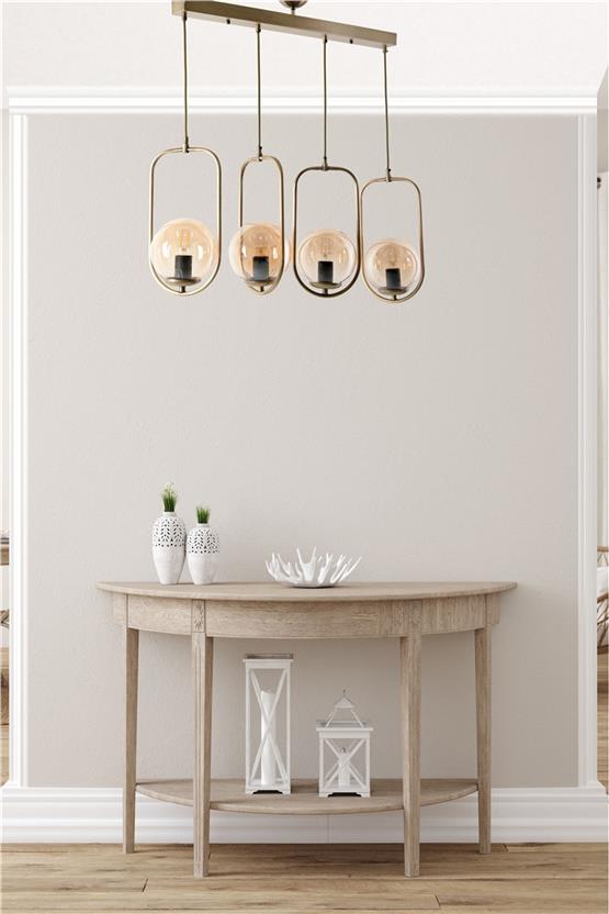 Lumexx  Ahu 4 Lü Sıralı Bal Camlı Eskitme Sarkıt