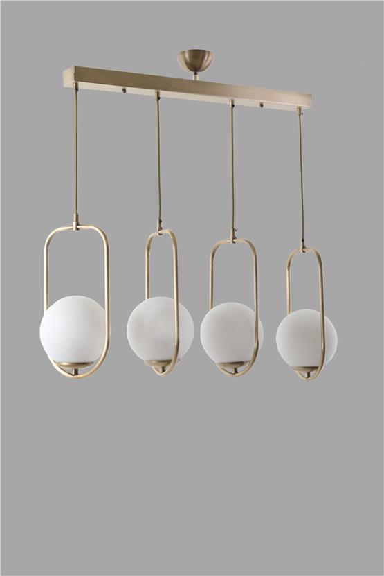 Lumexx  Ahu 4 Lü Sıralı Beyaz Camlı Eskitme Sarkıt