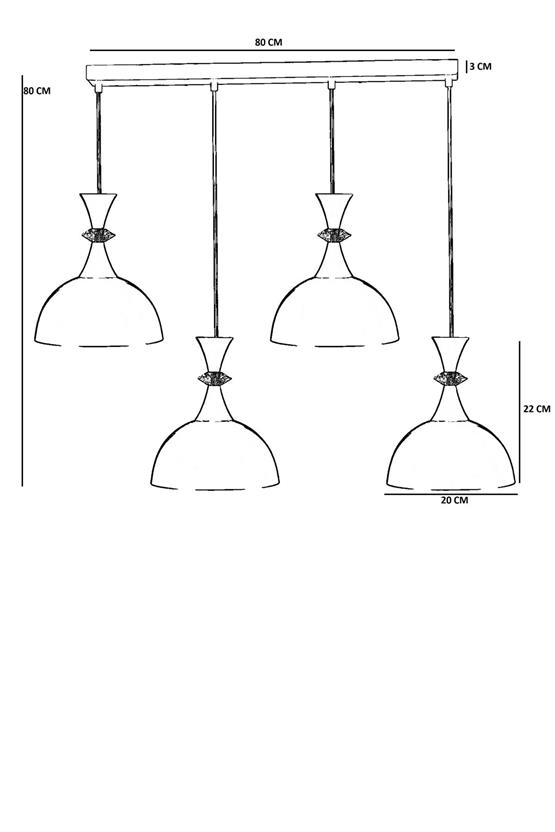 Lumexx Akay 4 Lü Sıralı Siyah Sarkıt