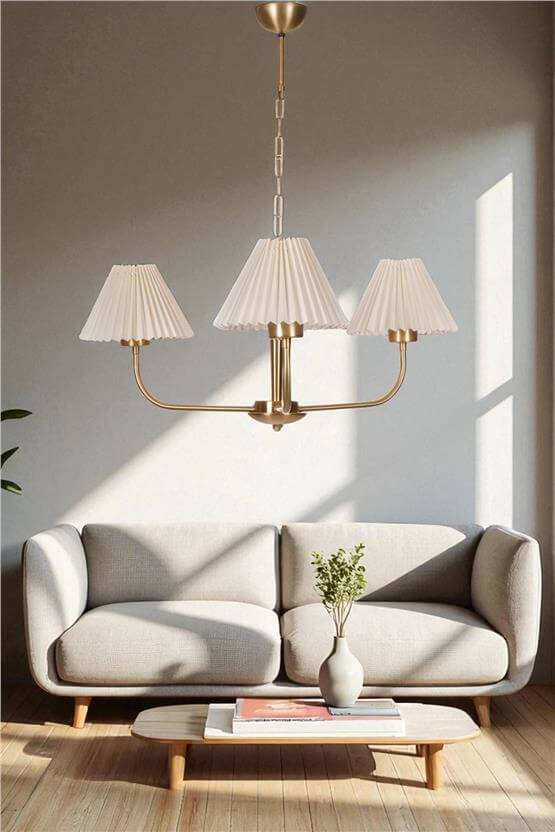 Lumexx Apollo 3 Lü Eskitme Pileli Krem Abajurlu Avize