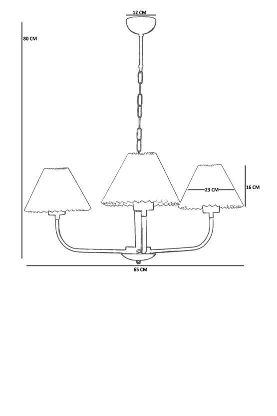 Lumexx Apollo 3 Lü Eskitme Pileli Krem Abajurlu Avize