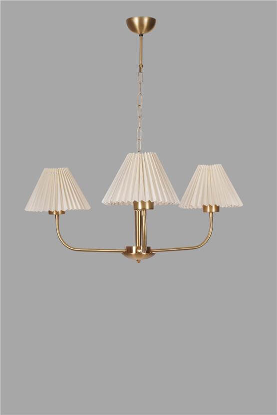 Lumexx Apollo 3 Lü Eskitme Pileli Krem Abajurlu Avize