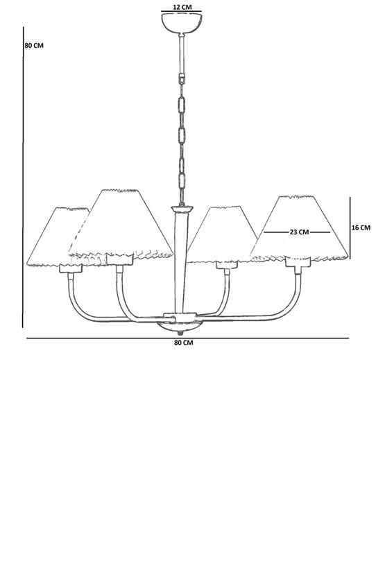 Lumexx Apollo 4 Lü Eskitme Pileli Krem Abajurlu Avize