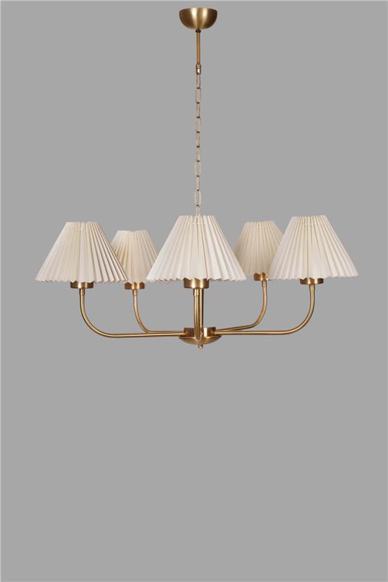 Lumexx Apollo 5 Li Eskitme Pileli Krem Abajurlu Avize