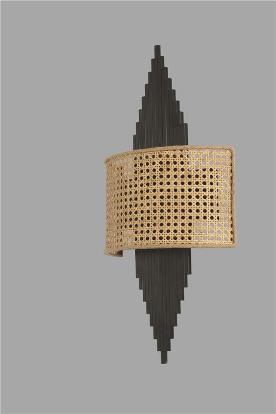 Lumexx Aslı Siyah Oval Rattan Abajurlu Aplik