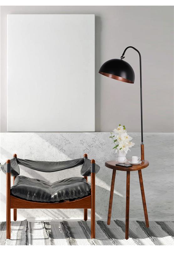 Lumexx Demet Sehbalı Ahşap Lambader Ceviz Retro 3 Başlıklı