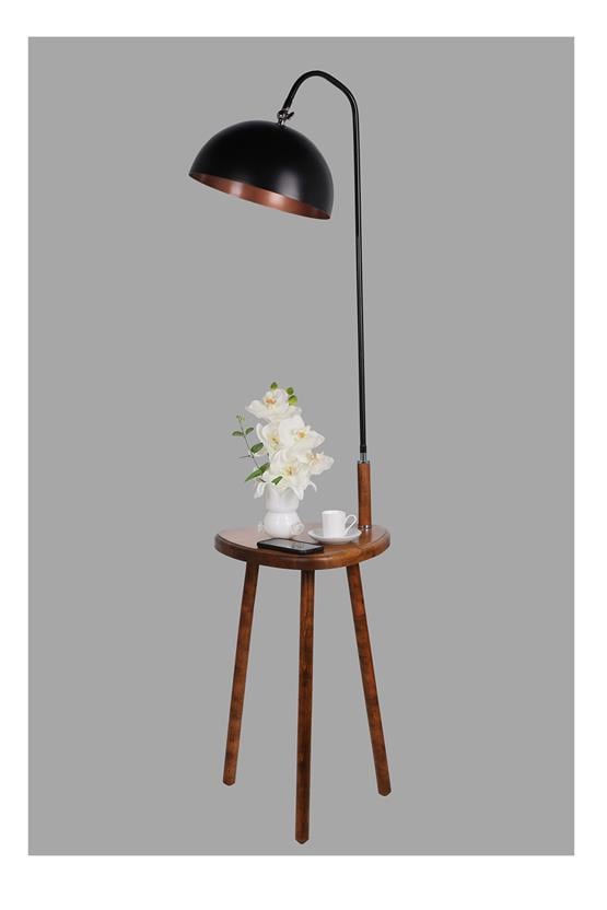 Lumexx Demet Sehbalı Ahşap Lambader Ceviz Retro 3 Başlıklı