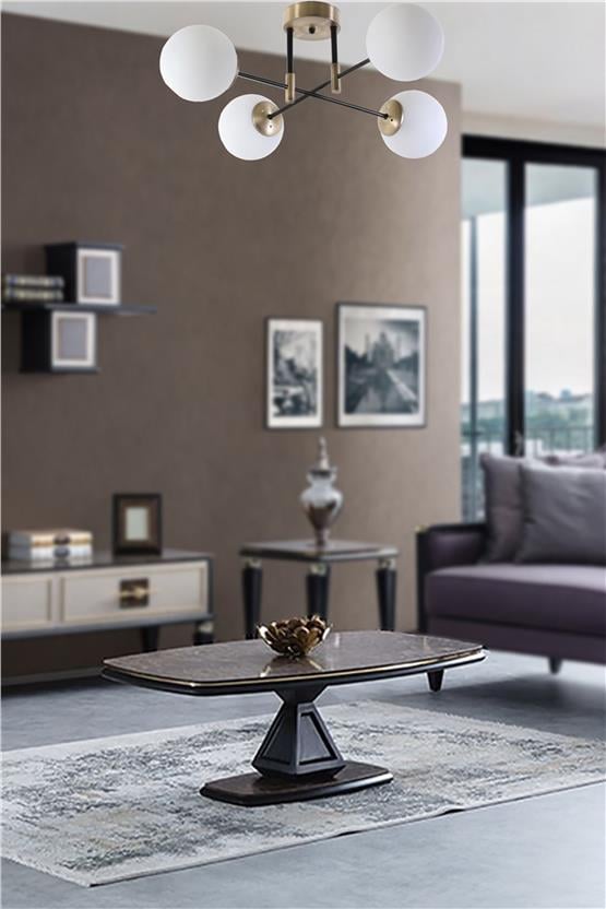Lumexx  Dolunay 4 Lü Eskitme Beyaz Camlı Avize
