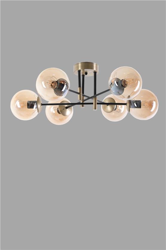 Lumexx  Dolunay 6 Lı Eskitme Bal Camlı Avize