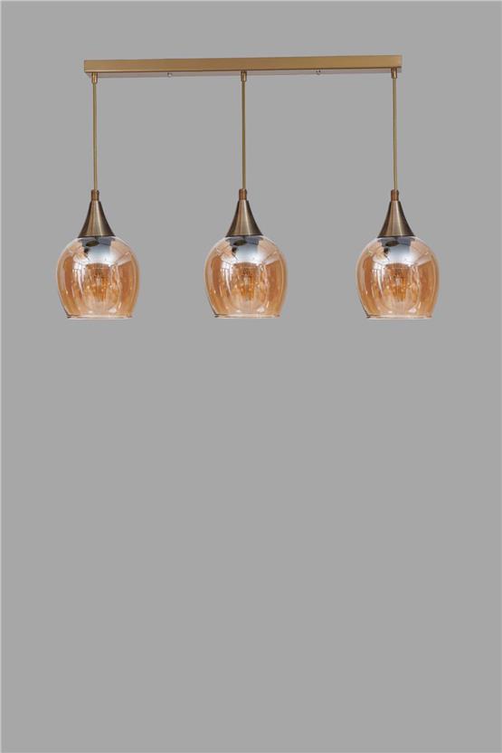 Lumexx Enzo 3 Lü Sıralı Eskitme Bal Camlı Sarkıt