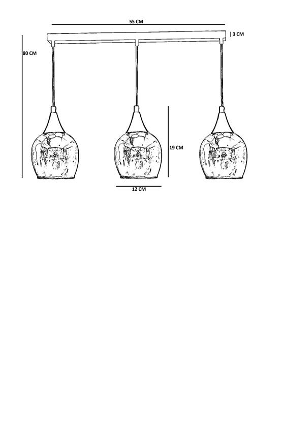 Lumexx Enzo 3 Lü Sıralı Eskitme Bal Camlı Sarkıt