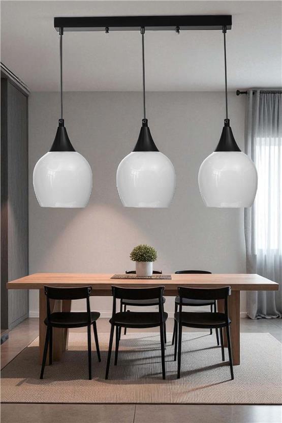 Lumexx Enzo 3 Lü Sıralı Siyah Beyaz Camlı Sarkıt