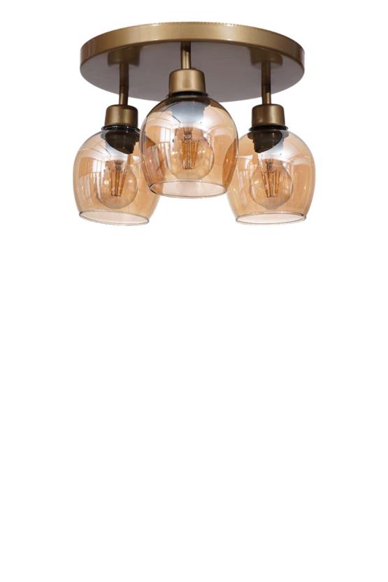 Lumexx Enzo 3 Lü Tepsili Eskitme Bal Camlı Plafonyer Avize