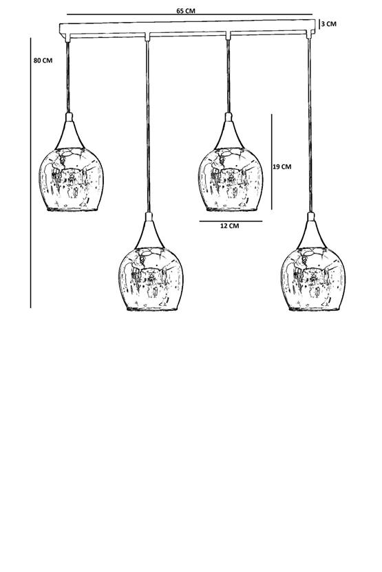 Lumexx Enzo 4 Lü Sıralı Eskitme Bal Camlı Sarkıt
