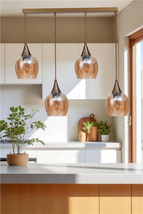 Lumexx Enzo 4 Lü Sıralı Eskitme Bal Camlı Sarkıt