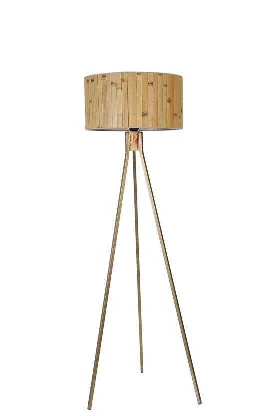 Lumexx Fısco Tripod Eskitme Lambader Silindir Bambu 02 Abajurlu