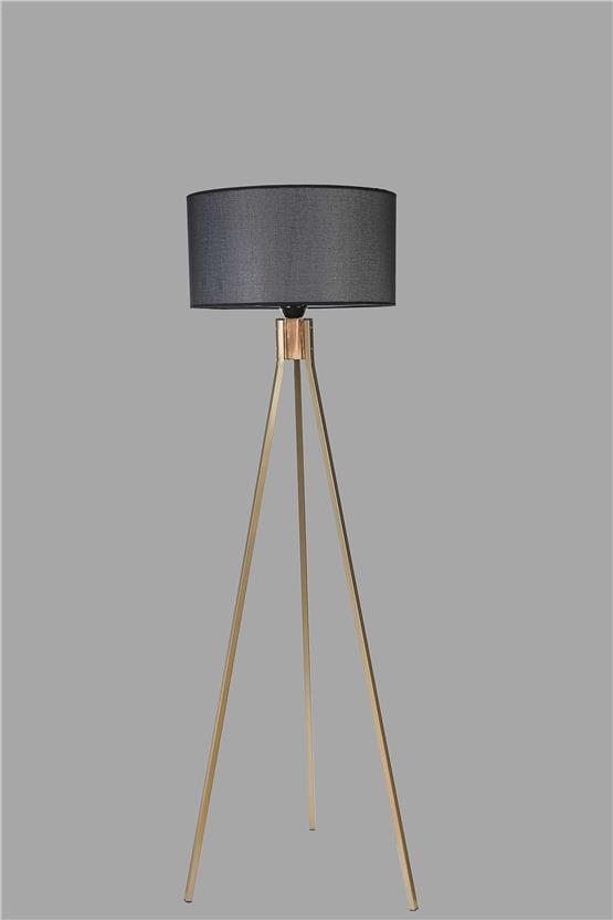 Lumexx Fısco Tripod Eskitme Lambader Silindir Hasır Siyah Abajurlu