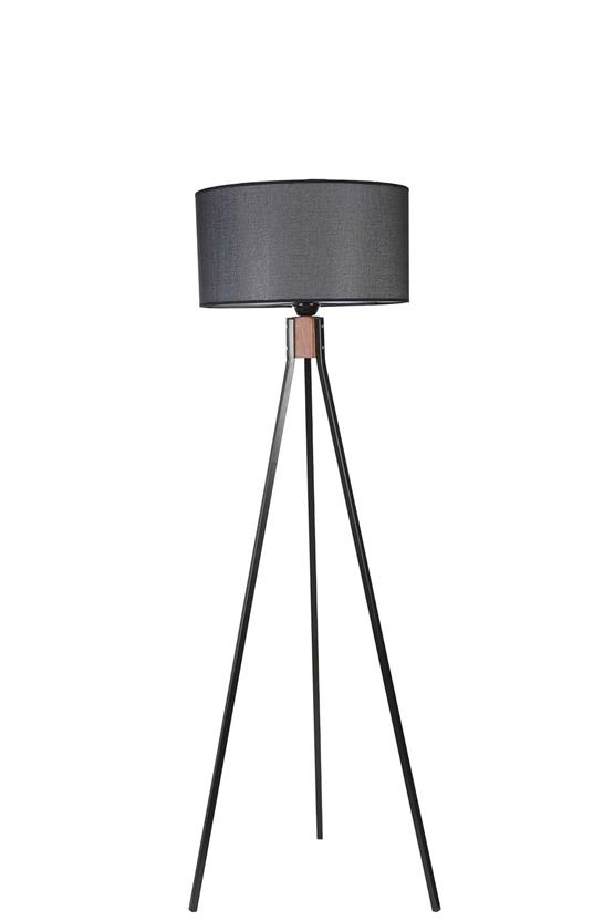 Lumexx Fısco Tripod Siyah Lambader Silindir Hasır Siyah Abajurlu