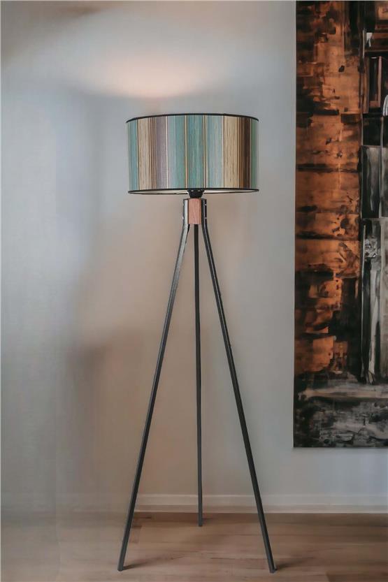 Lumexx Fısco Tripod Siyah Lambader Silindir Renkli Abajurlu