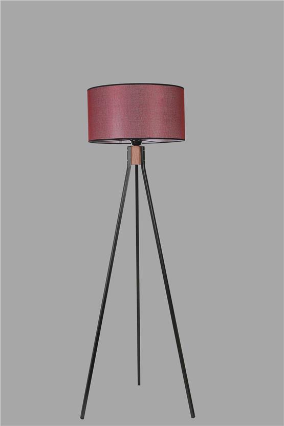 Lumexx Fısco Tripod Siyah Lambader Silindir Hasır Bordo Abajurlu