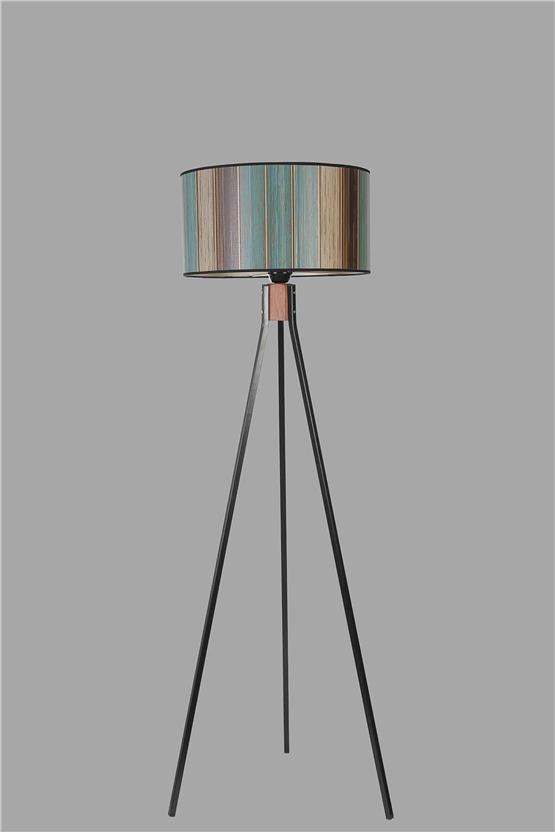Lumexx Fısco Tripod Siyah Lambader Silindir Renkli Abajurlu