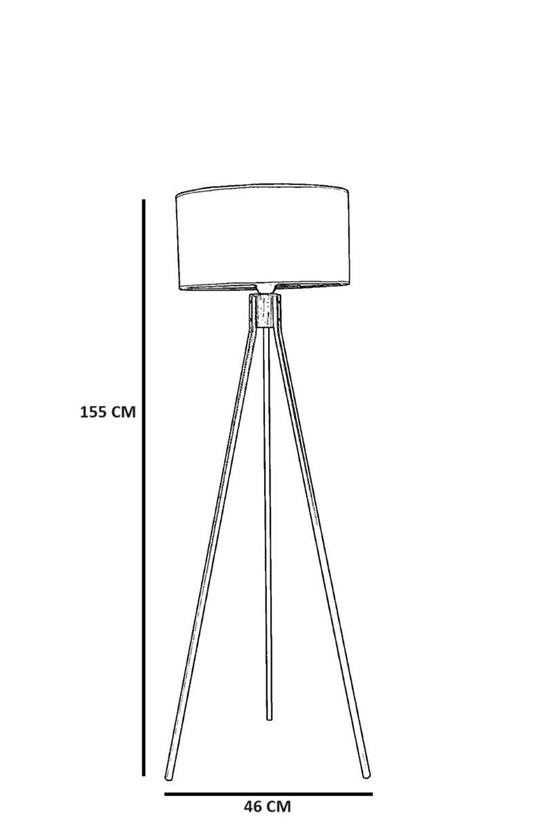 Lumexx Fısco Tripod Siyah Lambader Silindir Hasır Gri Abajurlu